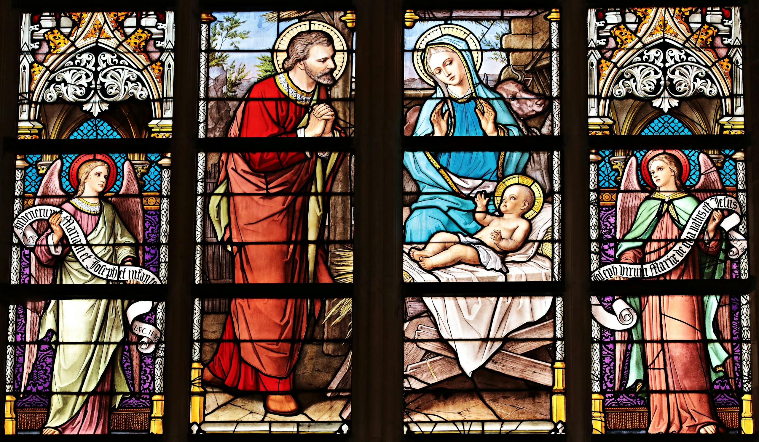 Stained glass depicting the Nativity