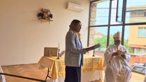 AOCM postulant Nina reads the Responsorial Psalm during the Episcopal Consecration in Sofia