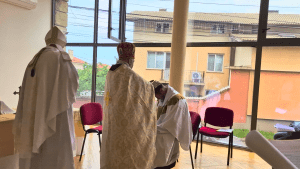 H.E. Archbishop Svetoslav Vasilev lays hands on Bishop Ashley Deutschmann during his Episcopal Ordination
